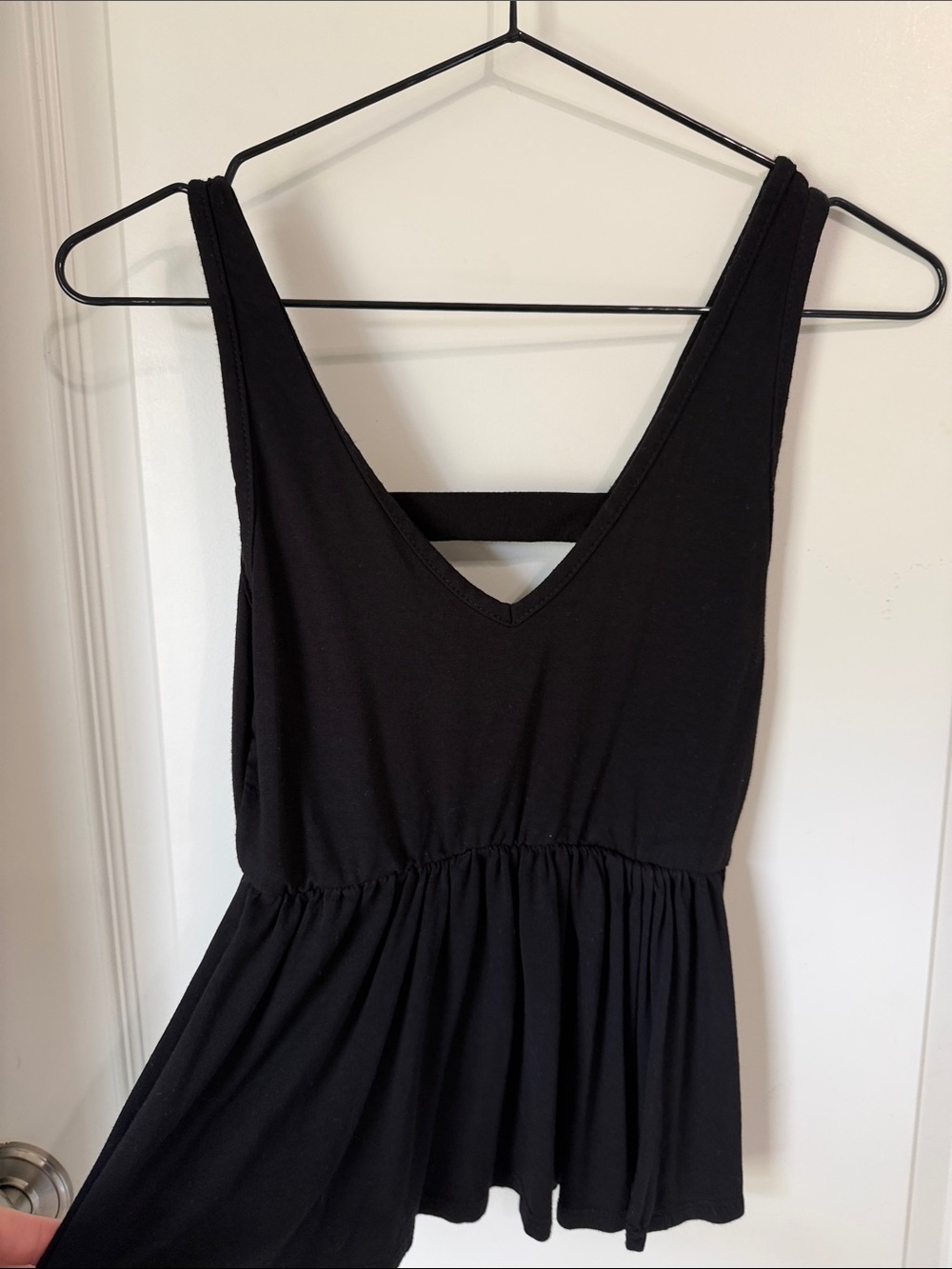 Sleeveless Black V-Neck Peplum Dress